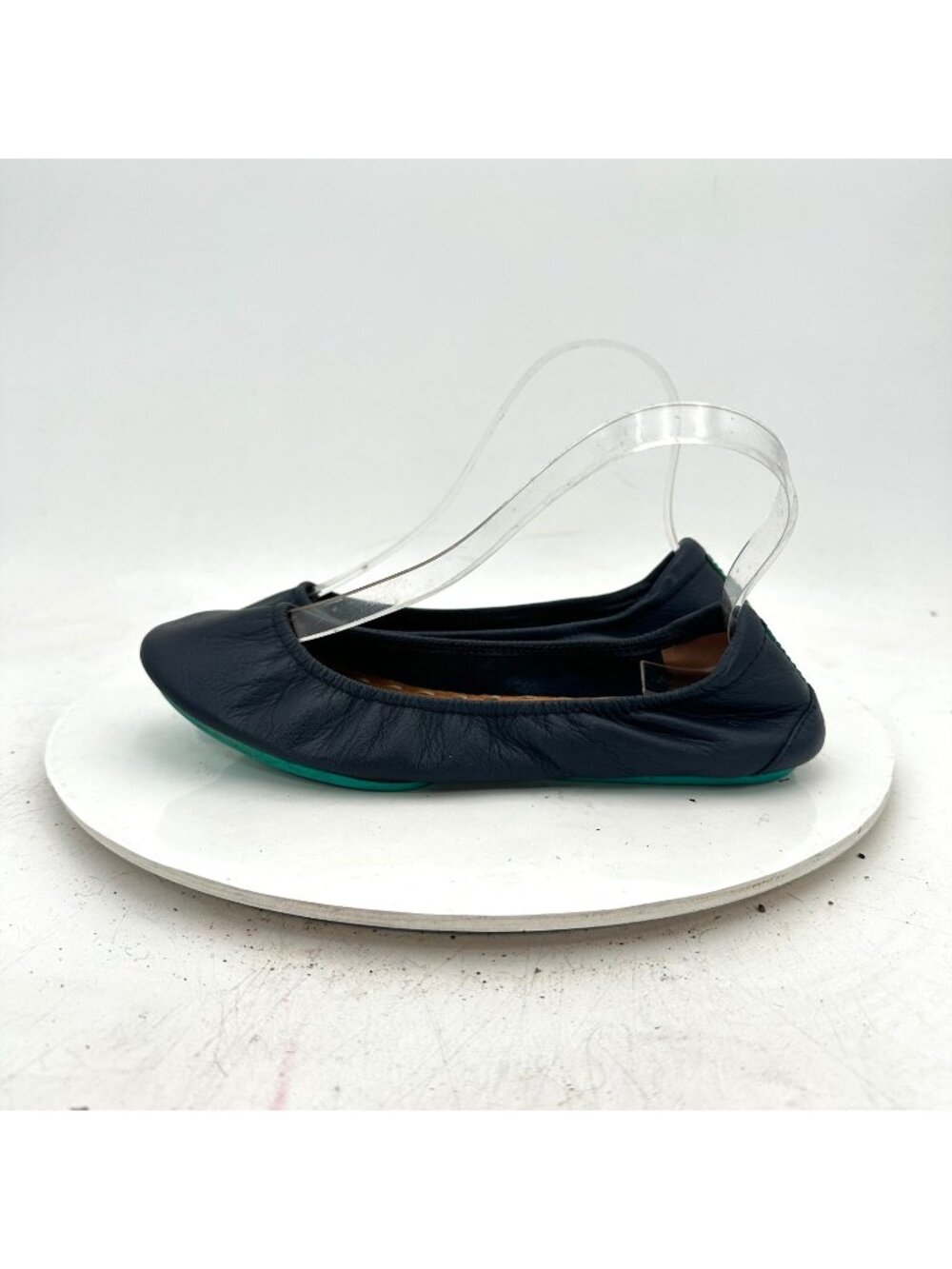 Tieks Navy Leather Ballet Flats with Teal Soles